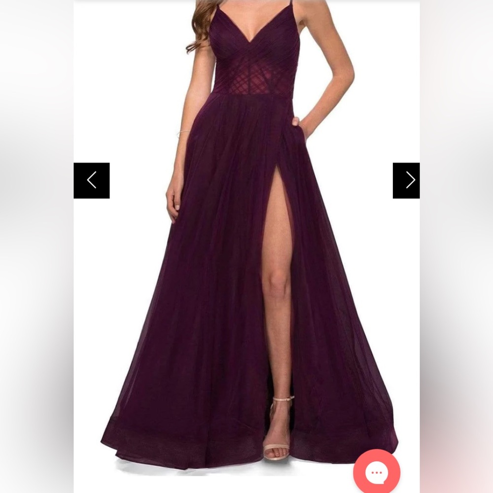 La Femme - 29076 V-Neck Semi-Sheer Bodice Junior Prom Gown NWT Size 6 - Picture 13 of 15